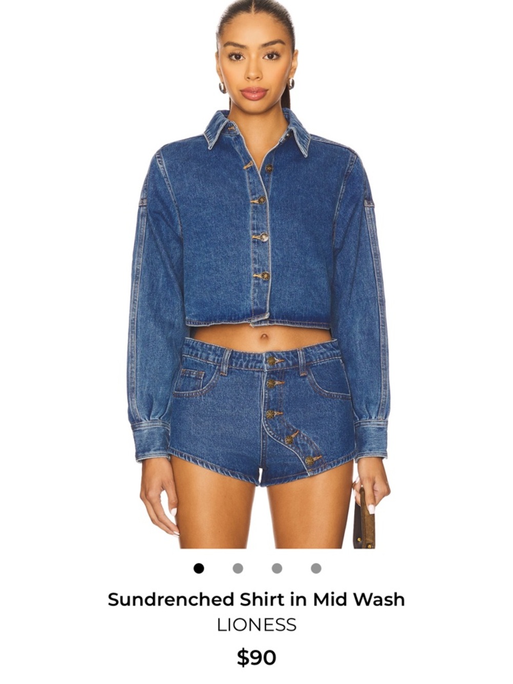Lioness Mid Wash Cropped Denim MATCHING SET- Blue